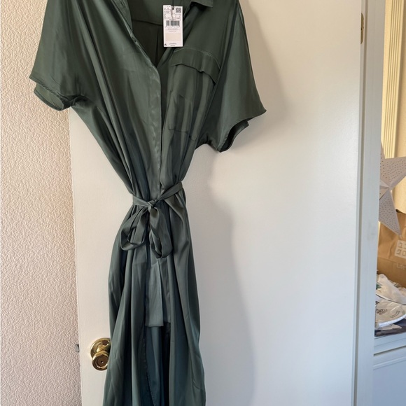 Mango Sage Green Shirt Dress 4 - Picture 4 of 6